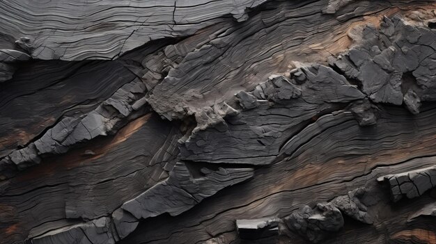 Photo closeup view of dark wood texture sculptural landscapes and ruined materials