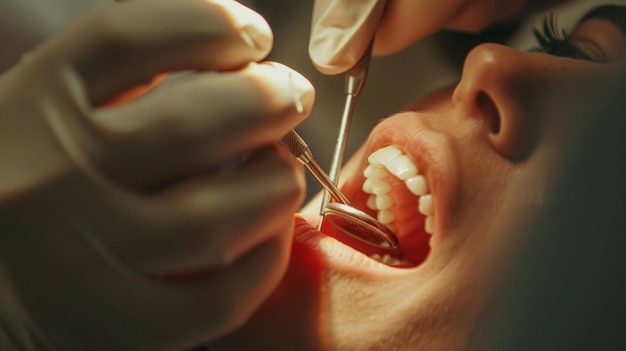 Closeup view of a dentist at work AI Generative