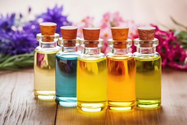 Closeup view of essential oils intended for soap crafting