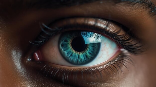 Closeup view of an eye of an African American man Amazing Eyesight Vision correction concept