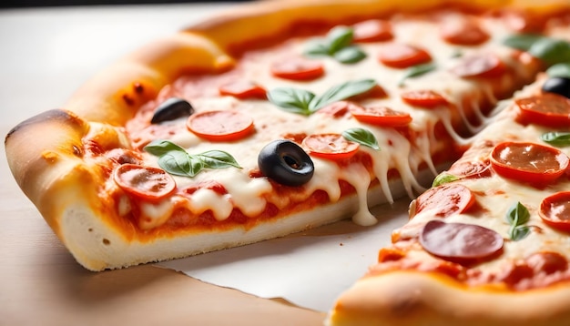 Foto una vista ravvicinata di una pizza appena cotta