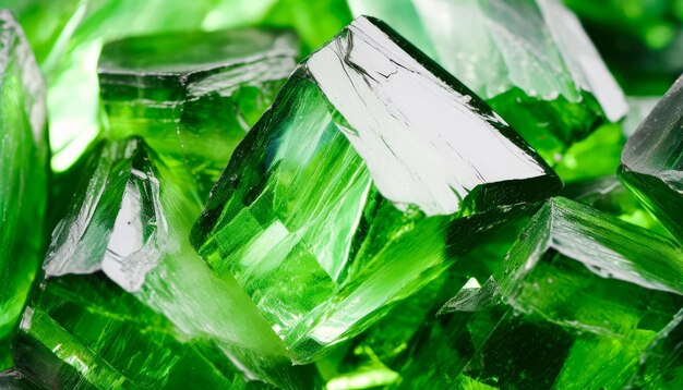 Closeup View of a Glistening Emerald Crystal against a Dark Black Background