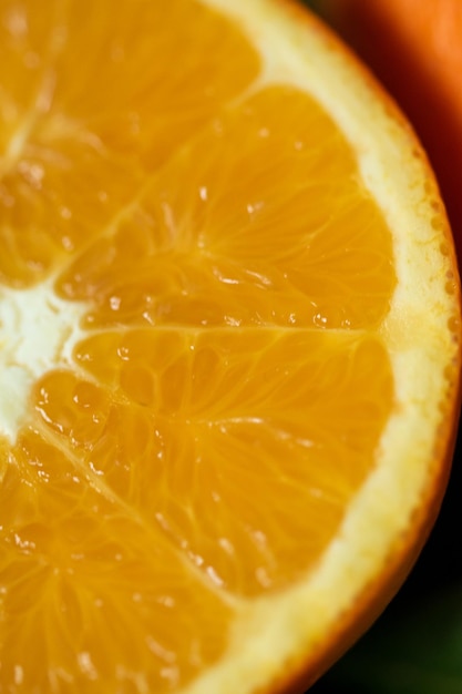 Photo closeup view of half an orange