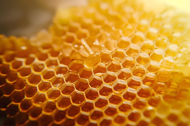 Closeup View of Honeycomb Structure in Warm Golden Light