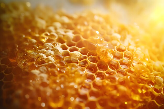 Closeup View of Honeycomb Structure in Warm Golden Light