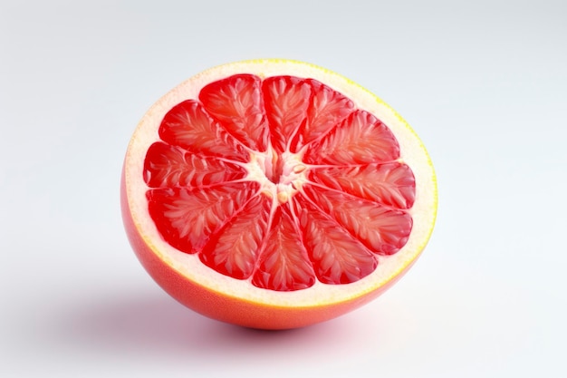 Closeup view of a juicy halfcut red orange vibrantly isolated on a white background