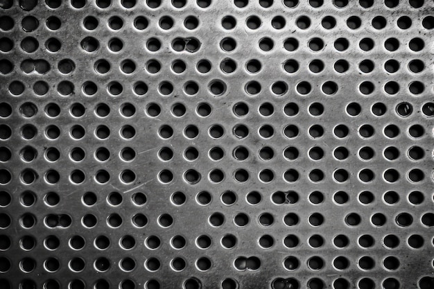 Closeup view of a metal grate with small holes created with Generative AI technology