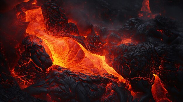 Photo a closeup view of molten lava