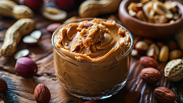 CloseUp View of Nuts and Peanut Butter