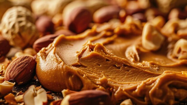 CloseUp View of Nuts and Peanut Butter