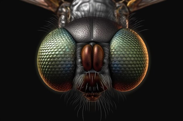 Фото Крупный план мухи на темном фоне генеративный ии