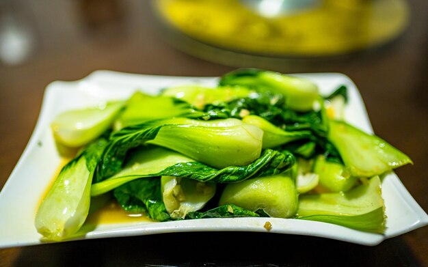 写真 おいしい中国のフライド皿の野菜のクローズアップビュー