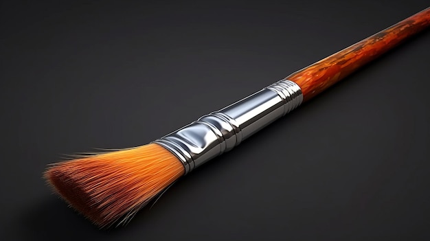 A closeup view of a paintbrush on a black background