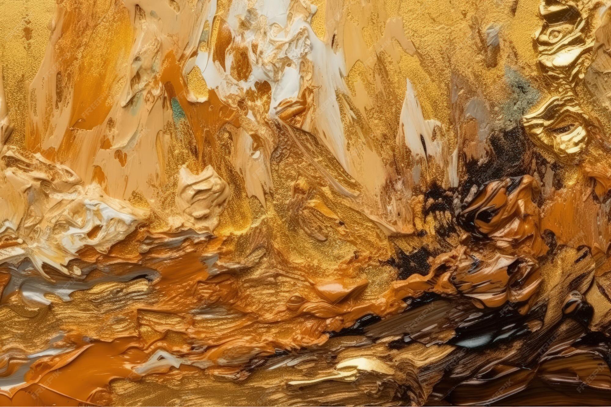Premium AI Image Closeup view of a painting with shimmering gold