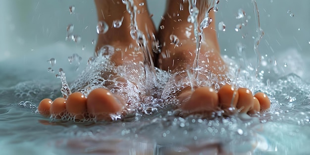 A closeup view of a persons feet being washed with care Concept Personal Care Spa Treatment Relaxation Therapy Closeup Shots