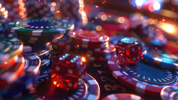 Photo a closeup view of a pile of casino chips suitable for gambling and casino concepts