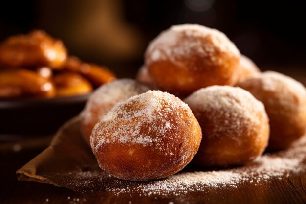 A closeup view of Portuguese malasadas