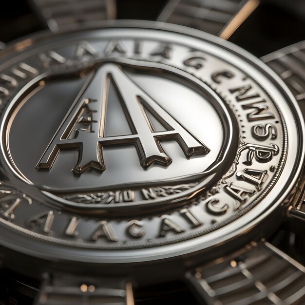 Photo closeup view of a proudly displayed highly detailed metallic aa badge affixed to a car grill