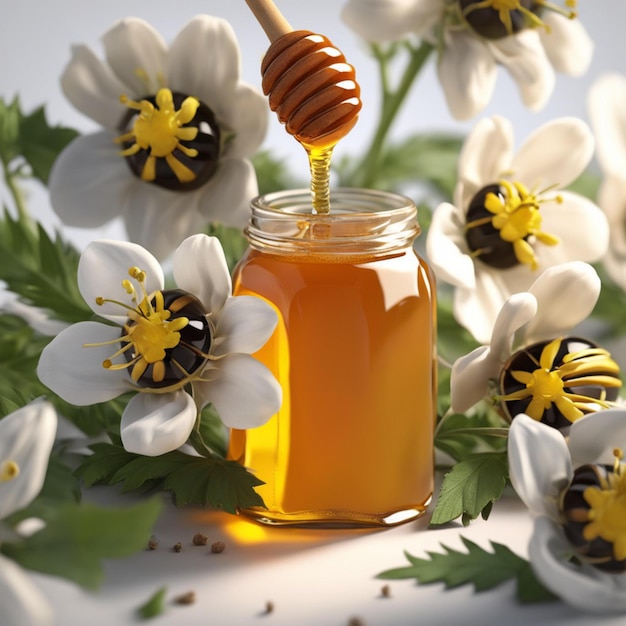 A closeup view of pure and delicious honey