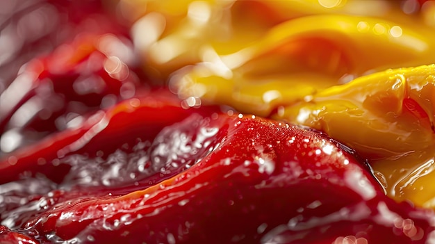 CloseUp View of Red and Yellow Peppers