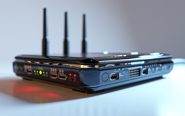 Closeup View of Router on White Surface