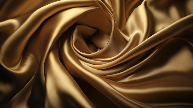 A closeup view of a shimmering gold fabric texture Generative ai