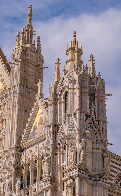 Closeup view of the Siena cathedral in Italy