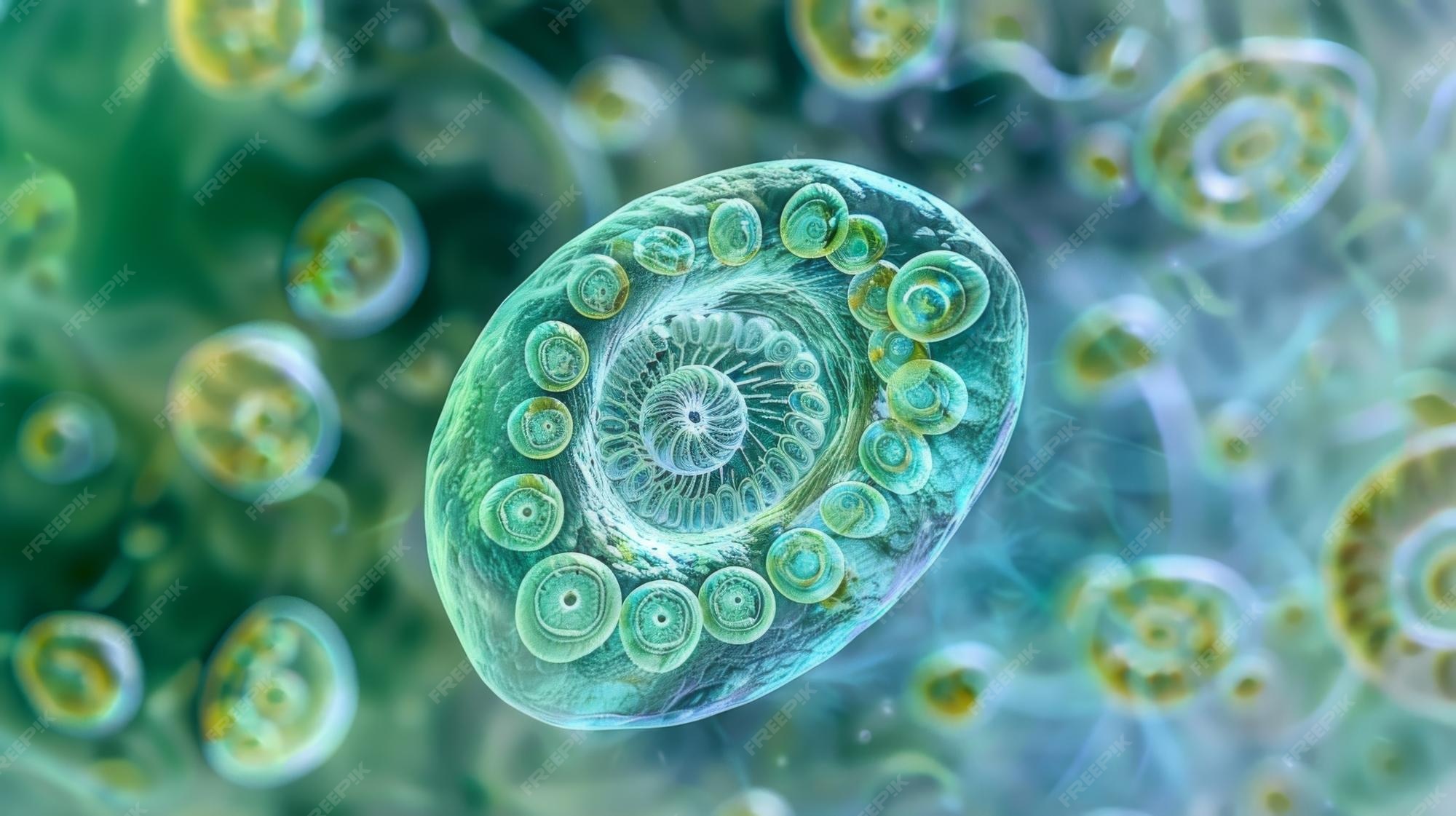 Premium Photo | A closeup view of a single cyanobacteria cell showing ...