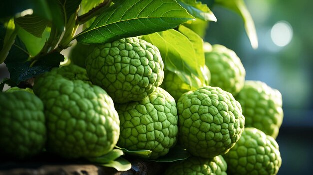 Closeup view of sugar apple fruit