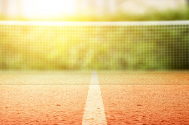 Photo closeup view of tennis net