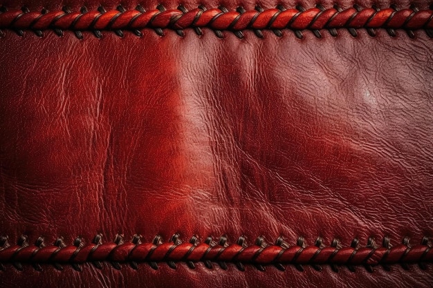 Closeup view of a textured red leather surface Generative AI