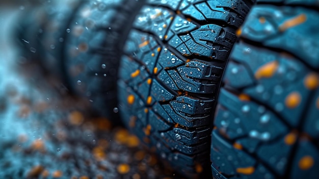 Photo closeup view of tire tread