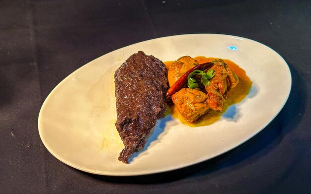 Closeup view of traditional asian food in Nepal