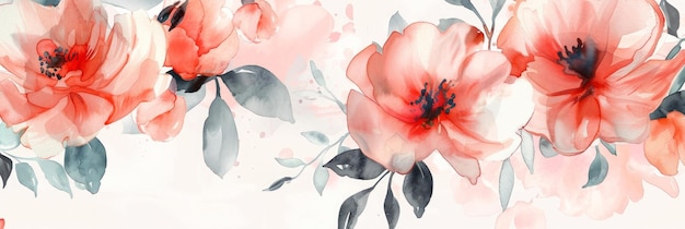 Closeup View of Vibrant Floral Watercolor Painting Generative AI