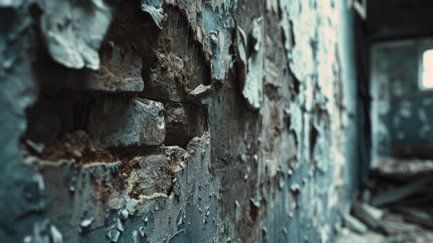 Photo a closeup view of a wall in an old building with peeling paint suitable for urban decay grunge or vintagethemed projects