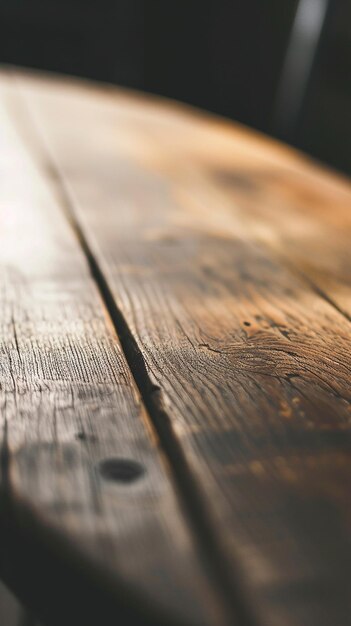 Photo closeup view of wooden table