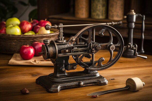 Closeup of a vintage apple crate filled with apples and hay