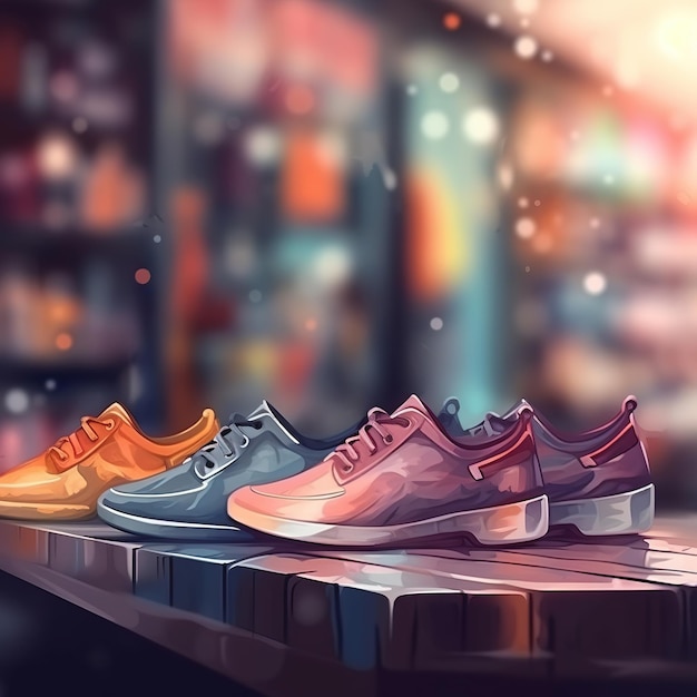 Фото Винтажные туфли крупным планом на размытом фоне обувной магазин размытым фоном