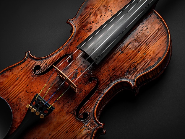 Photo closeup of a violin and bow