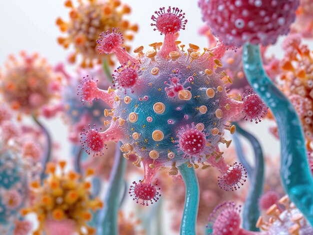 closeup of virus cell 3d render