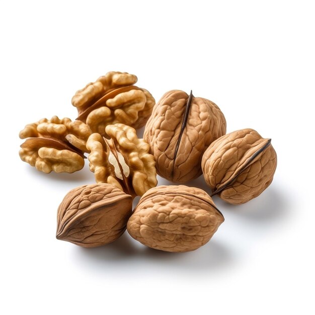 Closeup Walnut Photography on Plain Background Generative Ai