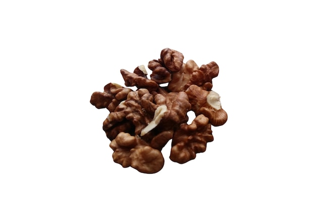 Photo closeup of walnuts kernels on white background