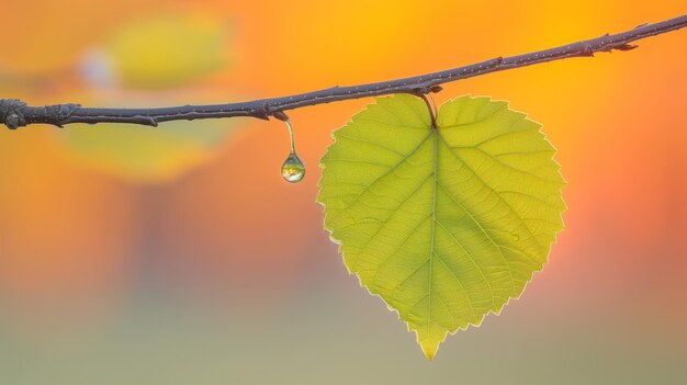 CloseUp of Water Droplet on Leaf for Earth Day