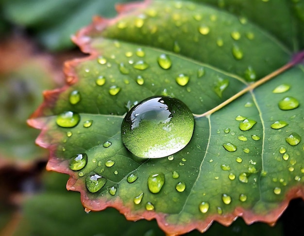 활기찬 잎에 근접 촬영 물방울