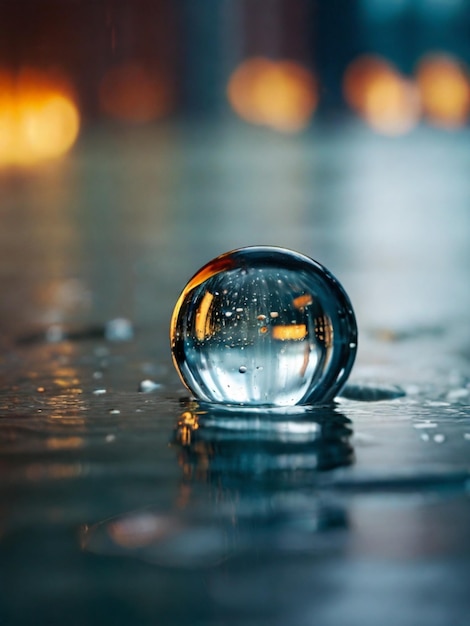 Closeup of water droplets on glass surface