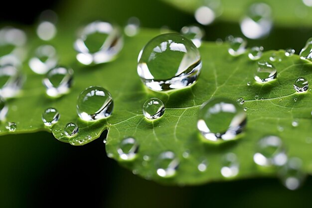 Closeup of water droplets on a plant