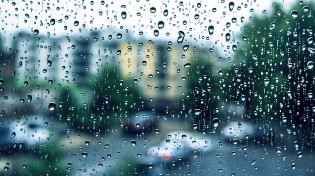 Closeup of Water Droplets on Window Surface generated by AI