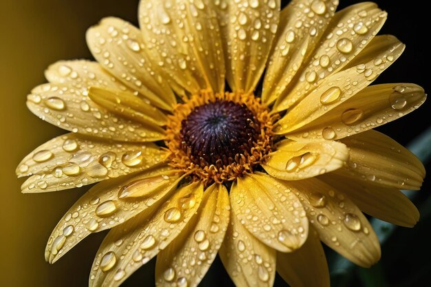 Foto le gocce d'acqua su un fiore giallo