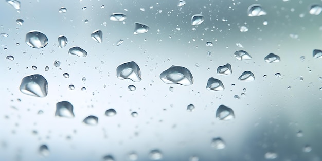 A closeup of water drops on a glass window or mirror raindrops condensation