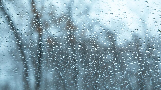 Closeup water drops on the glass